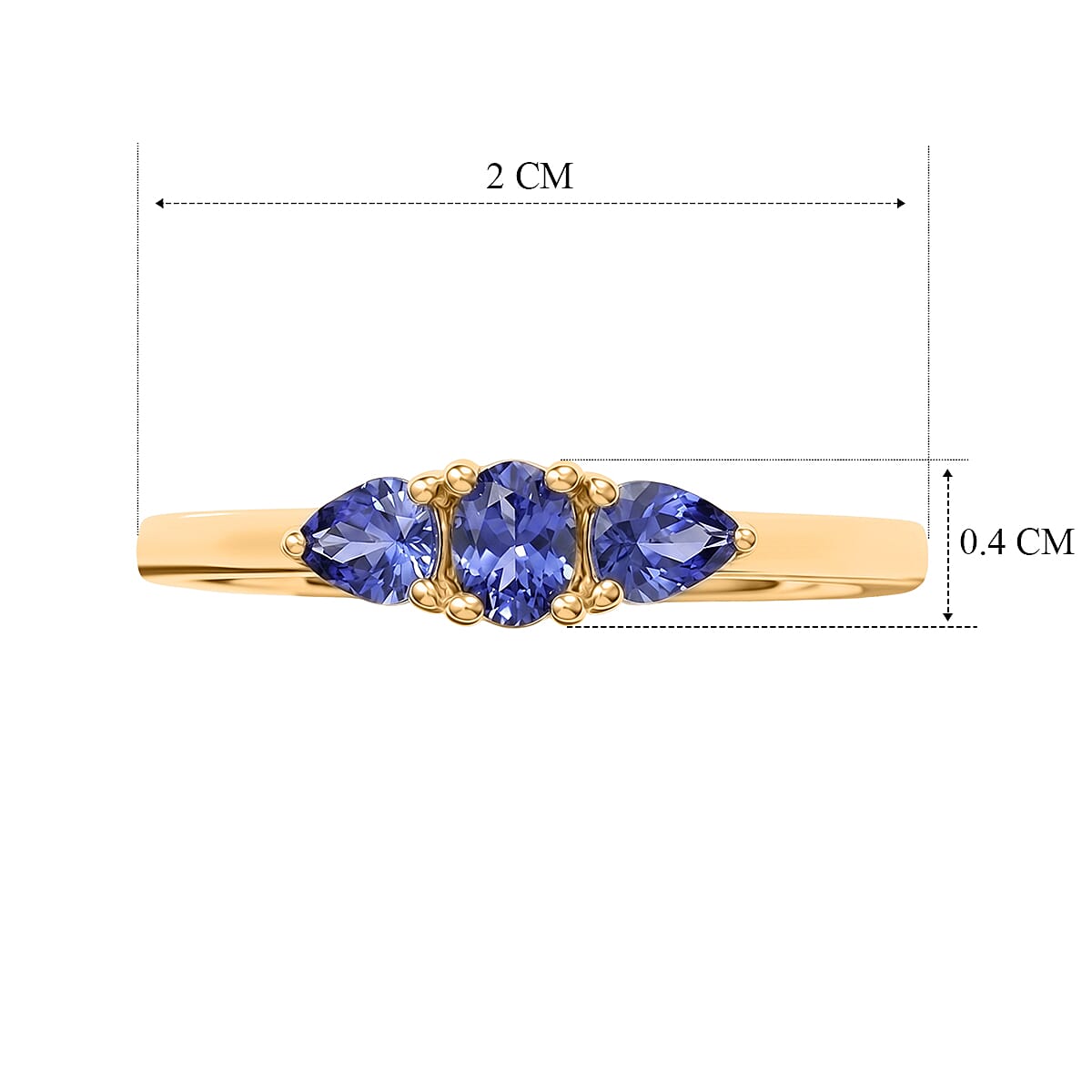 Tanzanite Ring in Yellow Gold Plated Sterling Silver