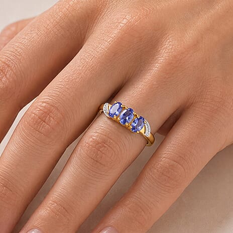 Tanzanite Trilogy Ring in Yellow Gold Plated Sterling Silver