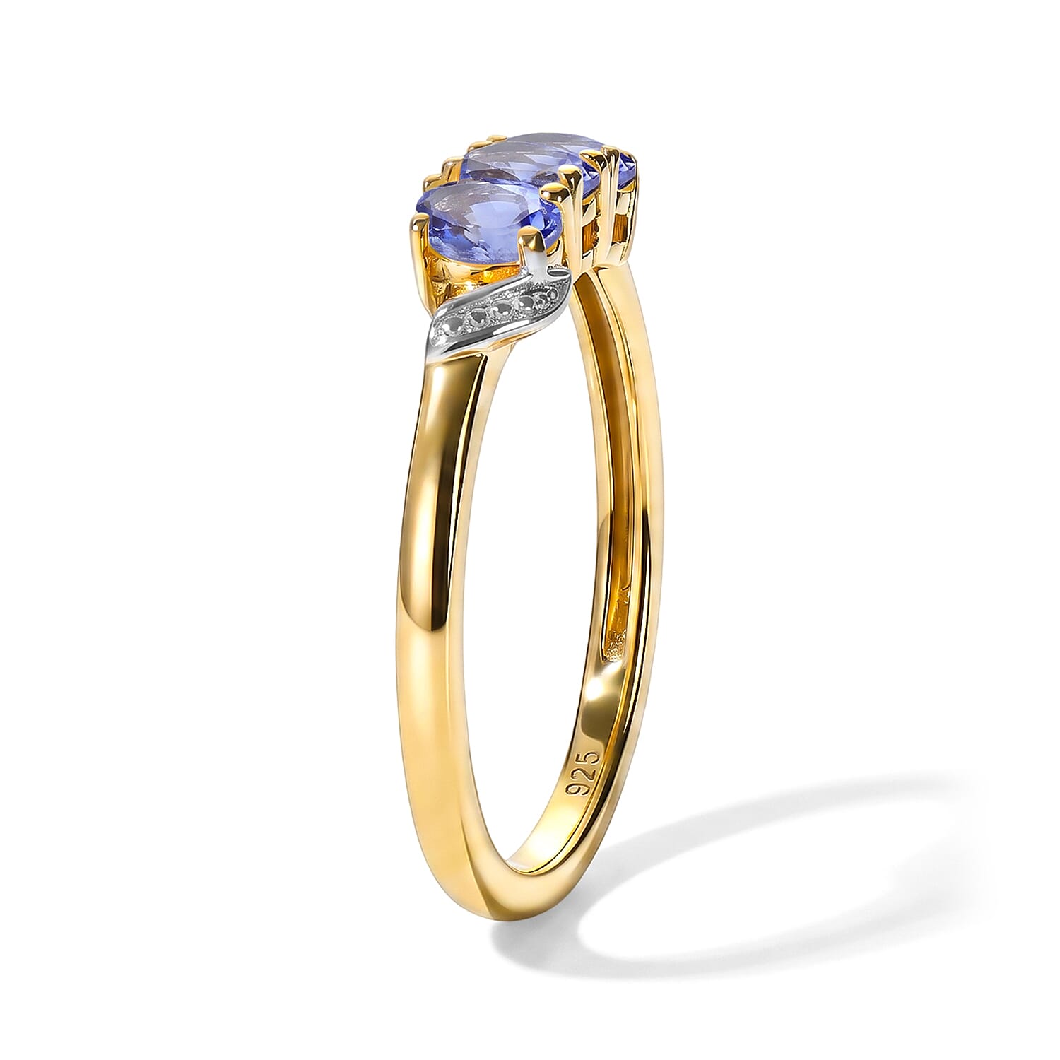 Tanzanite Trilogy Ring in Yellow Gold Plated Sterling Silver