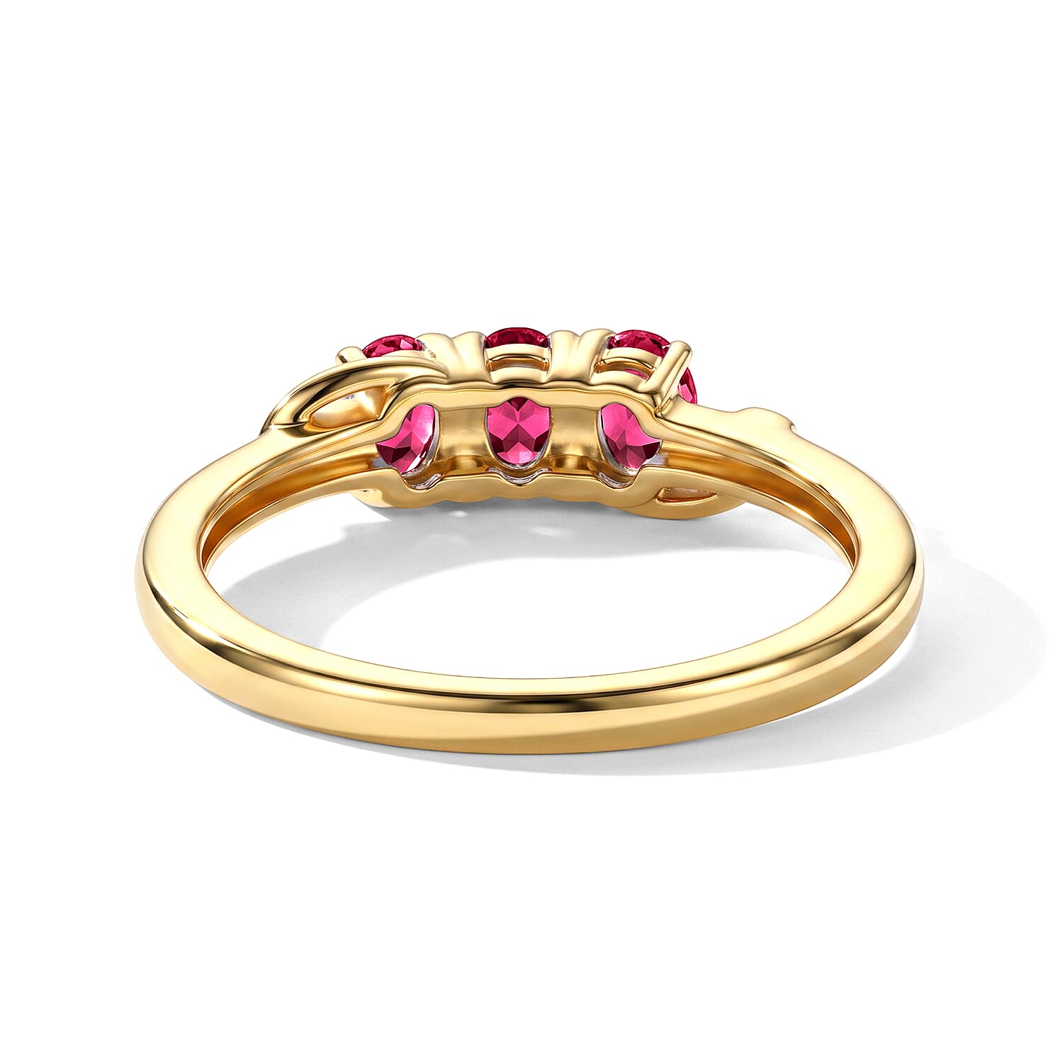 African Ruby Trilogy Ring in Yellow Gold Plated Sterling Silver