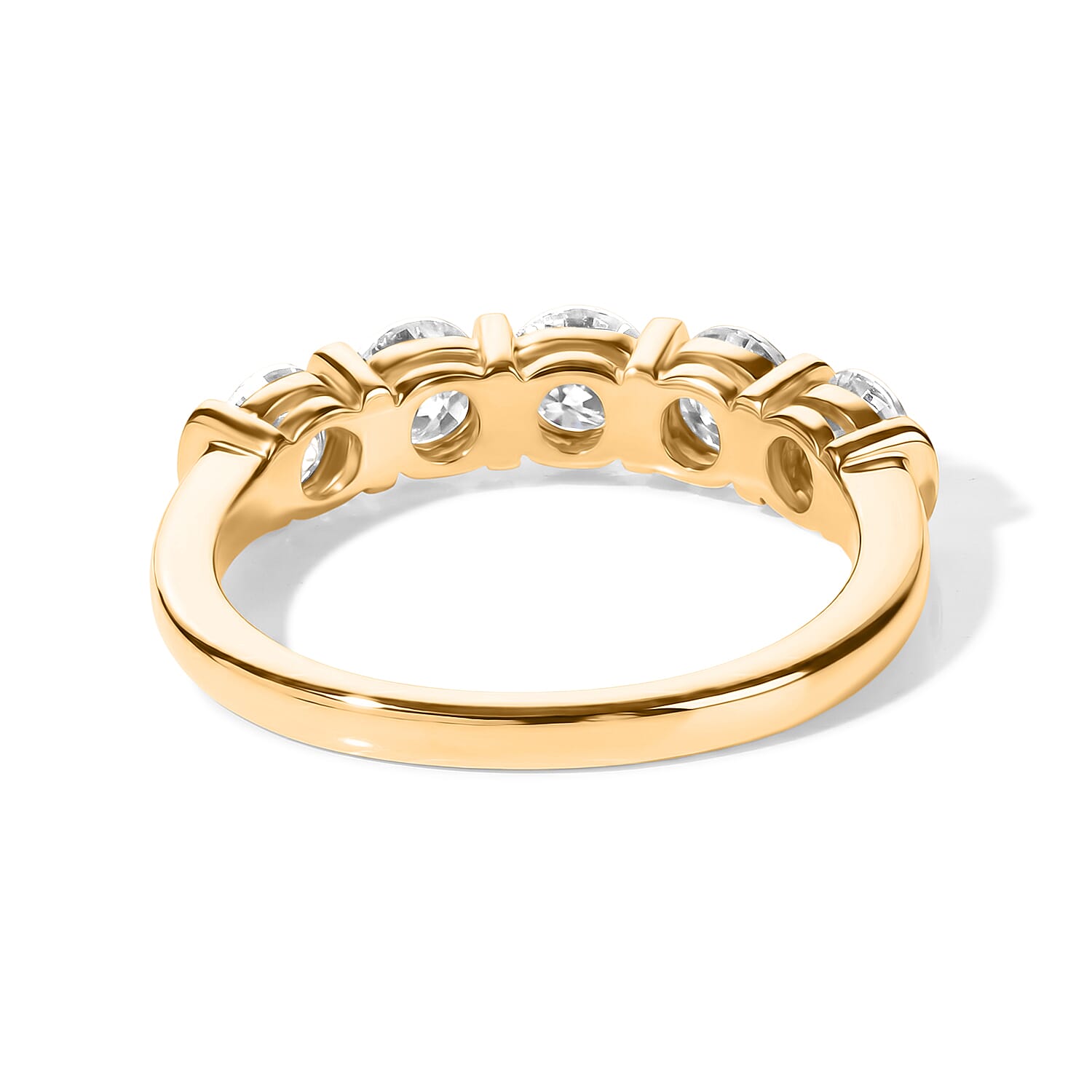 D'Joy - Moissanite 5 Stone Ring 18K Vermeil Yellow Gold Plated Sterling Silver 1.10 Ct.