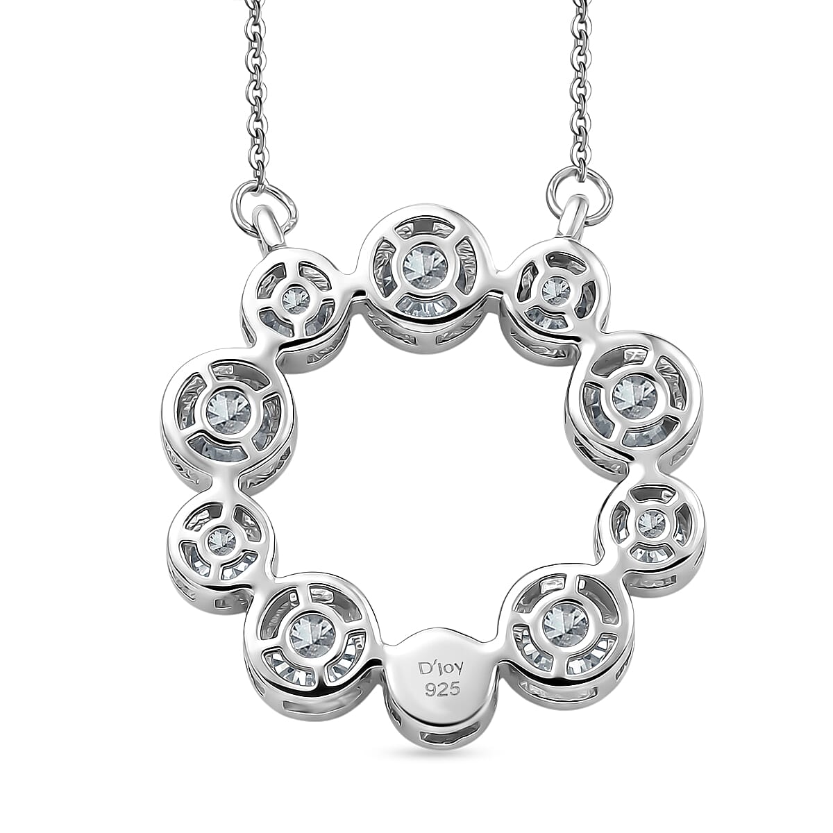 D'Joy - Moissanite Necklace (Size - 20) with Lobster Clasp in Platinum Overlay Sterling Silver 1.70 Ct.