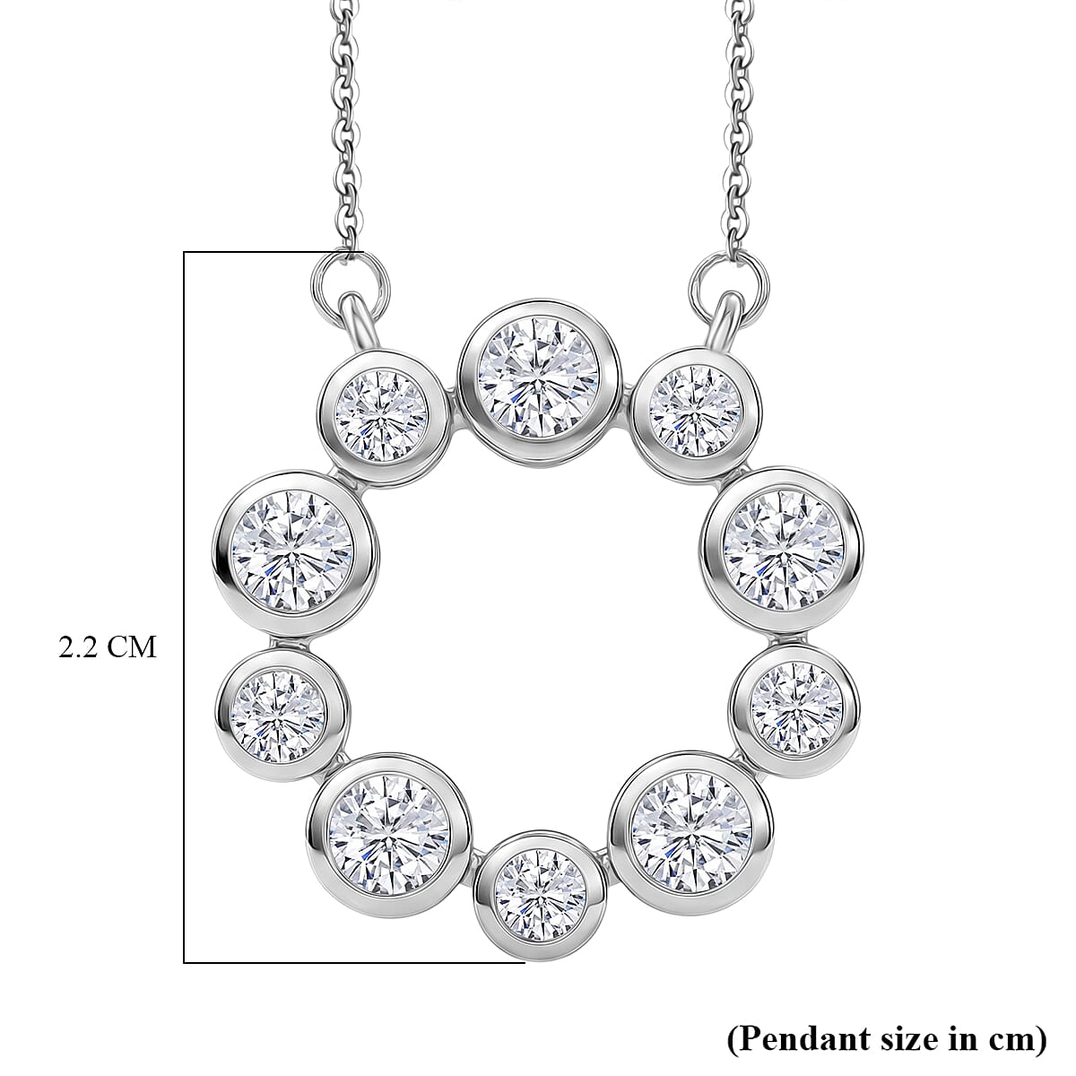 D'Joy - Moissanite Necklace (Size - 20) with Lobster Clasp in Platinum Overlay Sterling Silver 1.70 Ct.