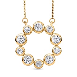 D'Joy - Moissanite Necklace (Size - 20) with Lobster Clasp in Yellow Gold Plated Sterling Silver 1.70 Ct.