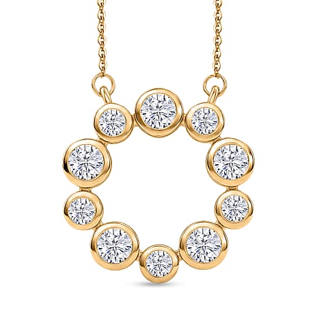 D'Joy - Moissanite Necklace (Size - 20) with Lobster Clasp in Yellow Gold Plated Sterling Silver 1.70 Ct.
