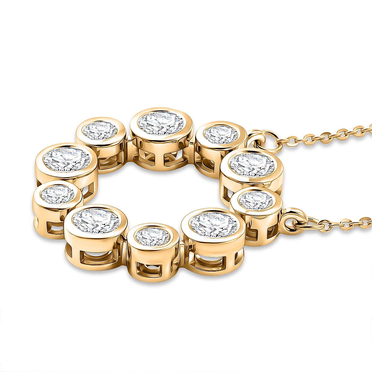 D'Joy - Moissanite Necklace (Size - 20) with Lobster Clasp in Yellow Gold Plated Sterling Silver 1.70 Ct.