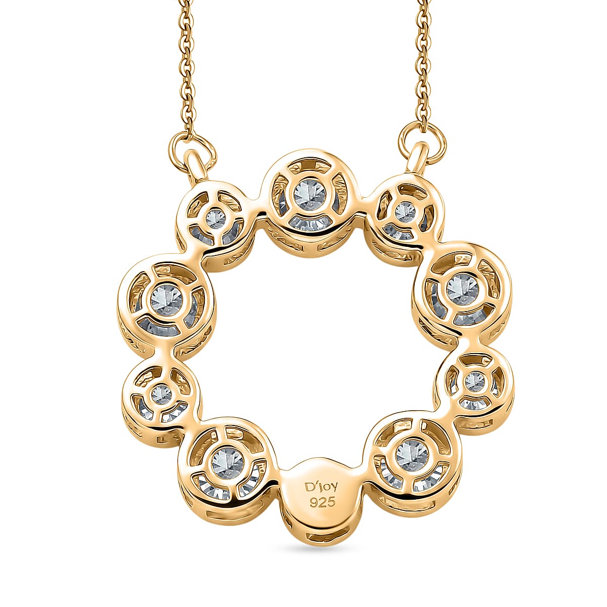 D'Joy - Moissanite Necklace (Size - 20) with Lobster Clasp in Yellow Gold Plated Sterling Silver 1.70 Ct.