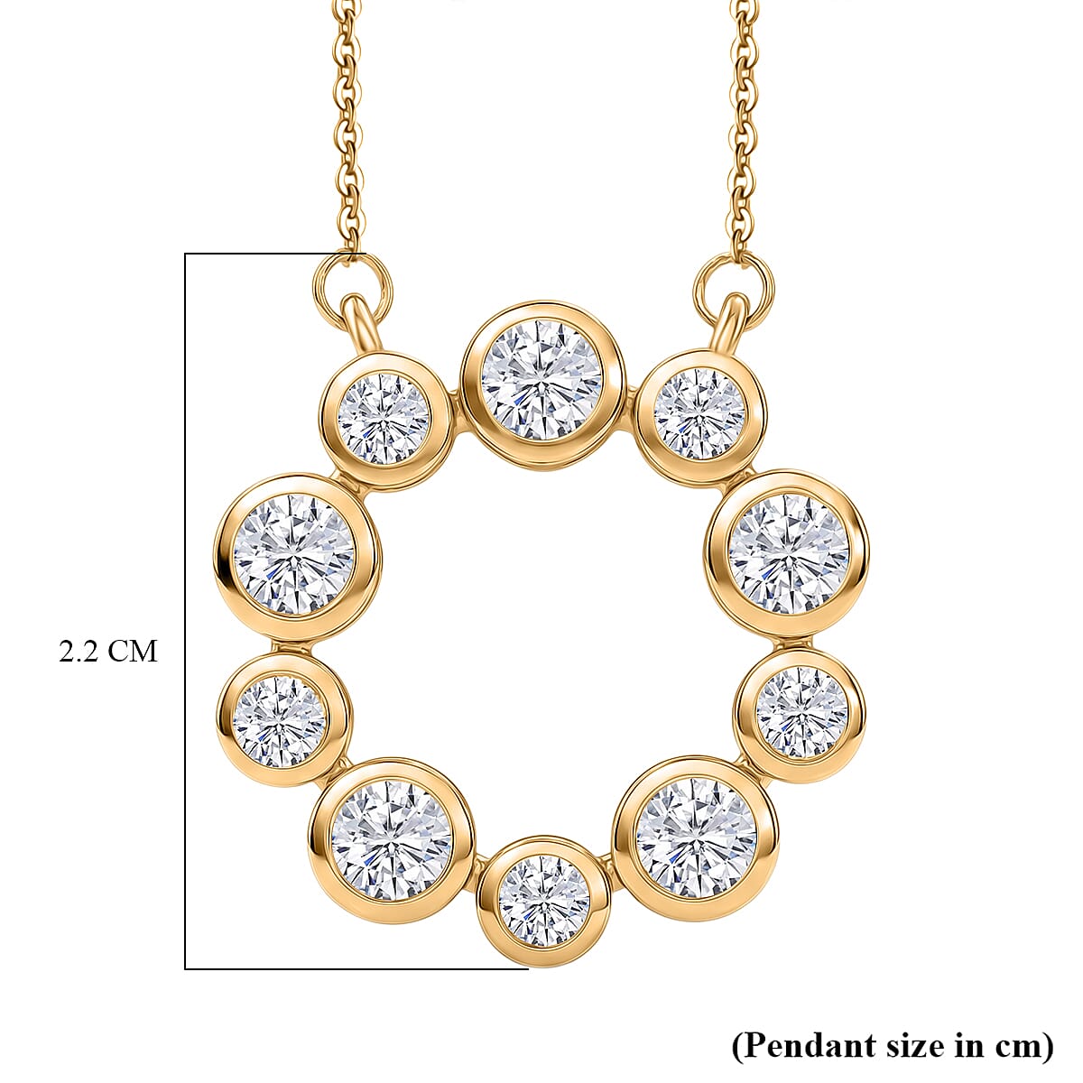 D'Joy - Moissanite Necklace (Size - 20) with Lobster Clasp in Yellow Gold Plated Sterling Silver 1.70 Ct.