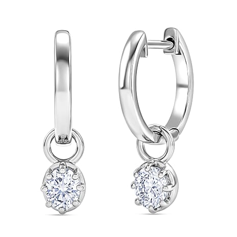D'Joy - Moissanite Full Hoop Earring in Platinum Overlay Sterling Silver