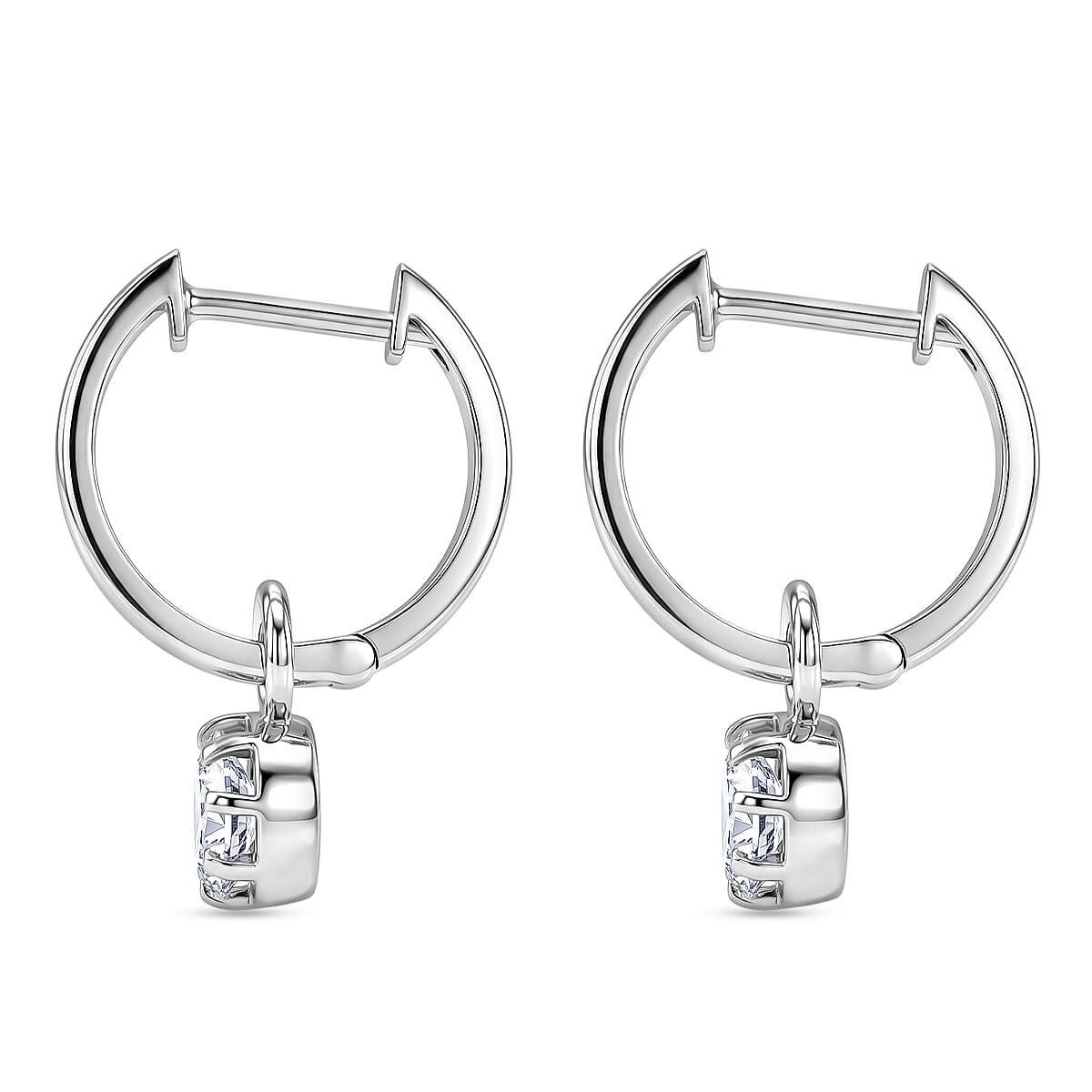 D'Joy - Moissanite Full Hoop Earring in Platinum Overlay Sterling Silver