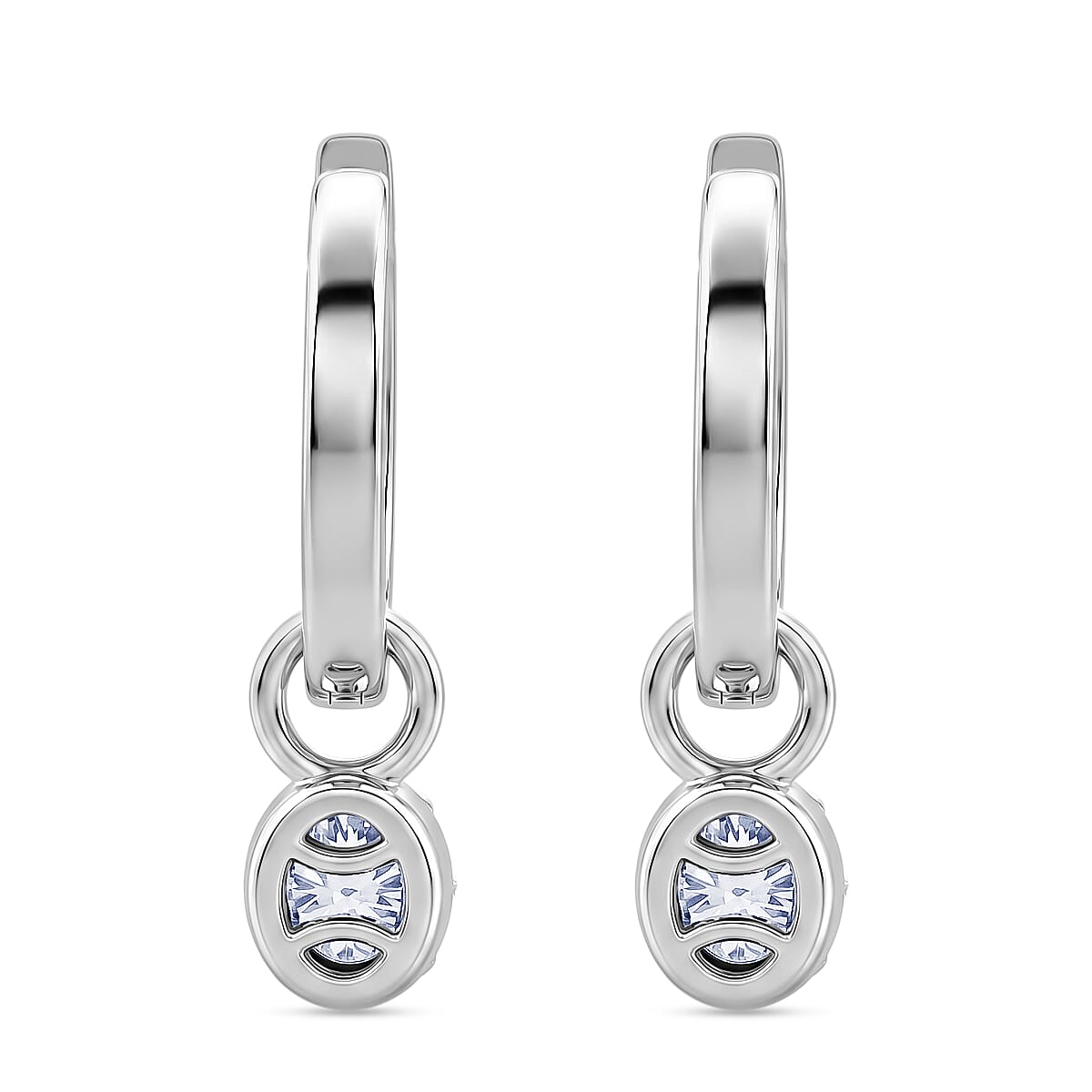 D'Joy - Moissanite Full Hoop Earring in Platinum Overlay Sterling Silver