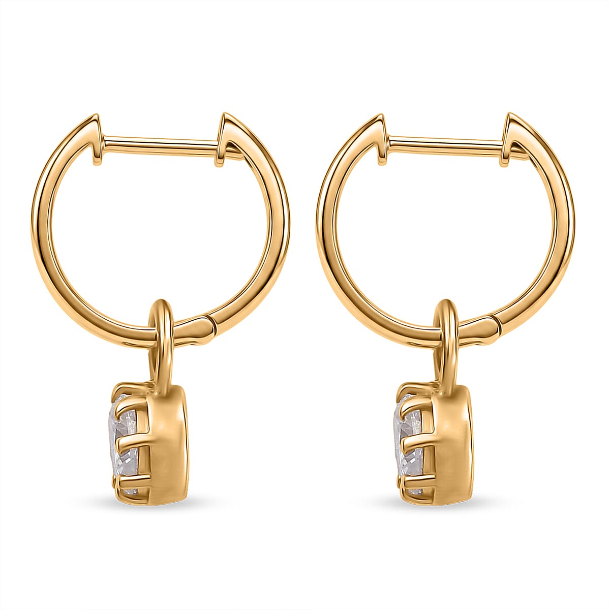 D'Joy - Moissanite Solitaire Full Hoop Earring in Yellow Gold Plated Sterling Silver