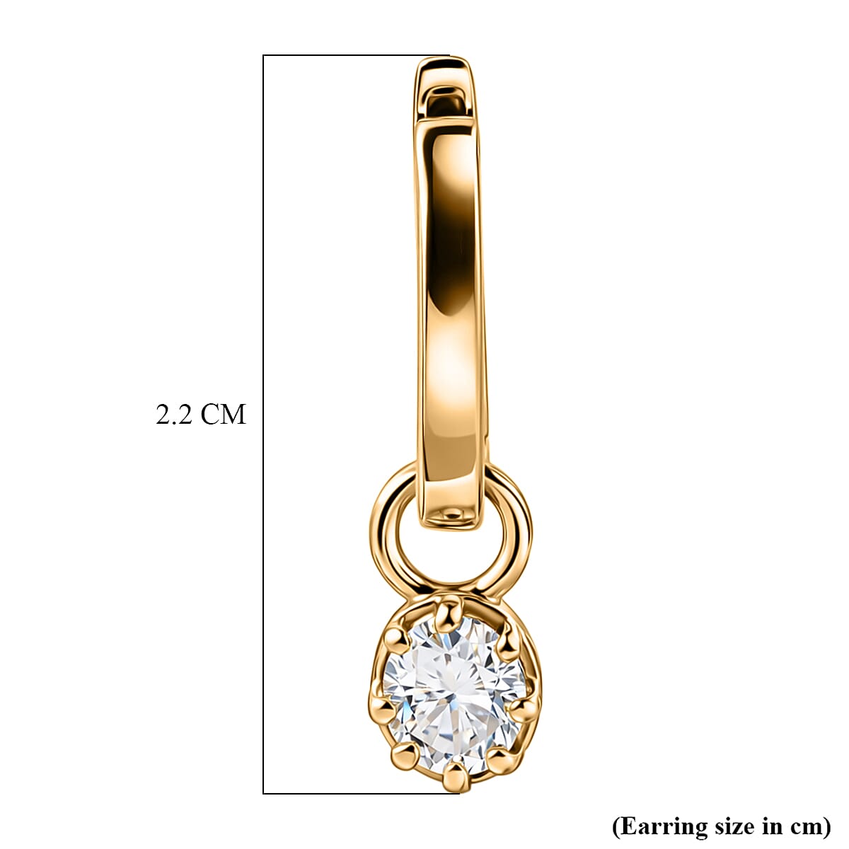 D'Joy - Moissanite Solitaire Full Hoop Earring in Yellow Gold Plated Sterling Silver