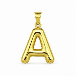 9K Yellow Gold Letter E Initial Pendant