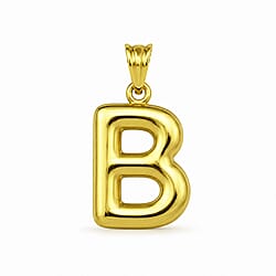 9K Yellow Gold Letter E Initial Pendant