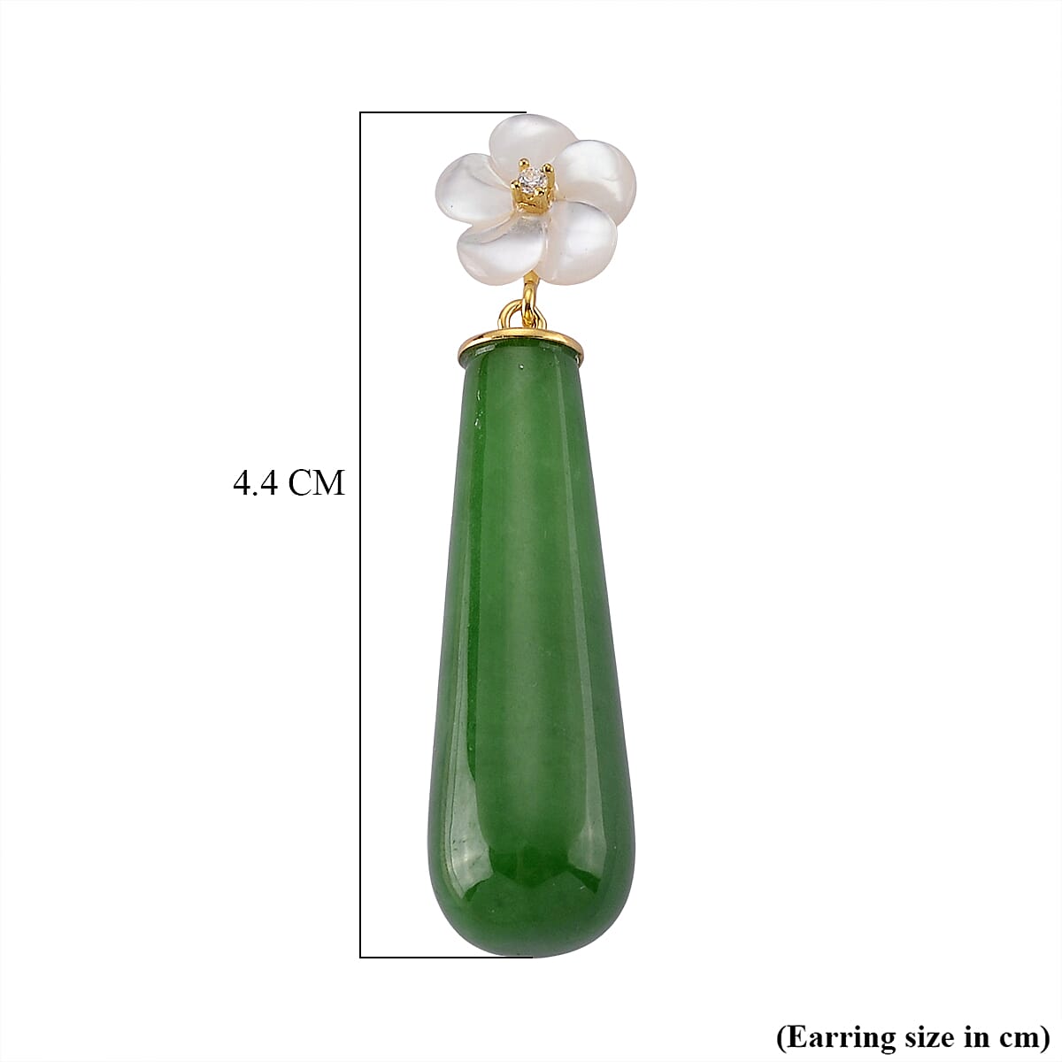 D'Joy - Enhanced Green Jade & White Mother Of Pearl Drop Earring with Push Back in Yellow Gold Plated Sterling Silver 35.00 Ct.