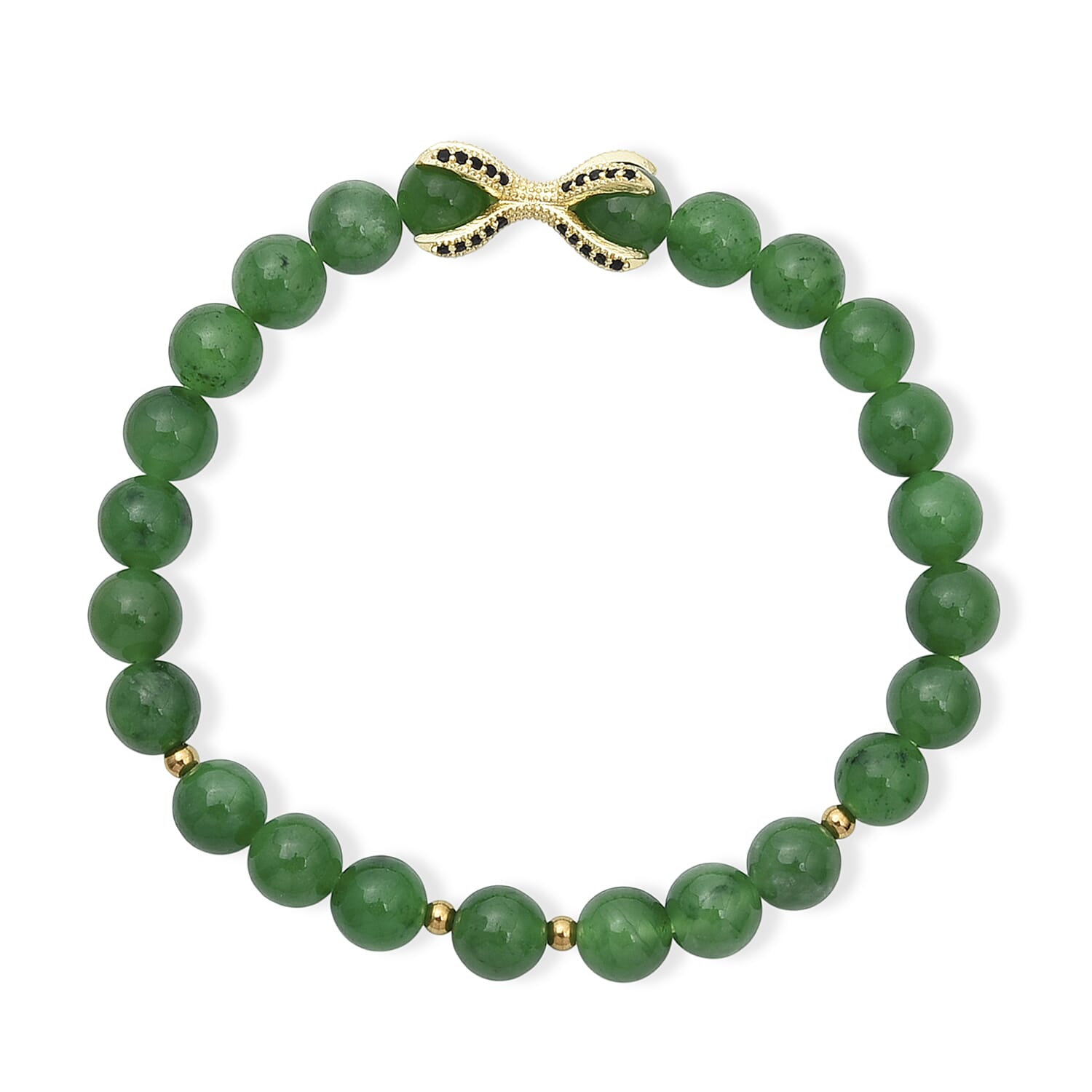 Green Jade Stretchable Eagle Paw Bracelet (Size - 7) 105.00 Ct.