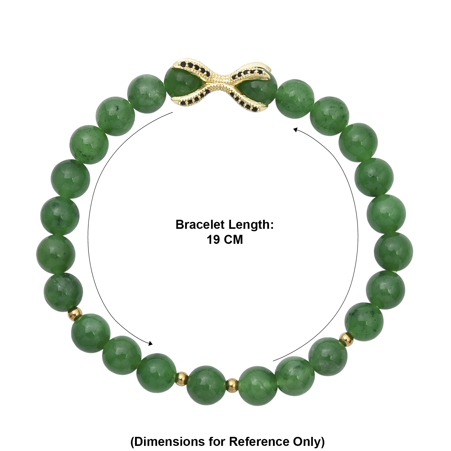 Green Jade Stretchable Eagle Paw Bracelet (Size - 7) 105.00 Ct.