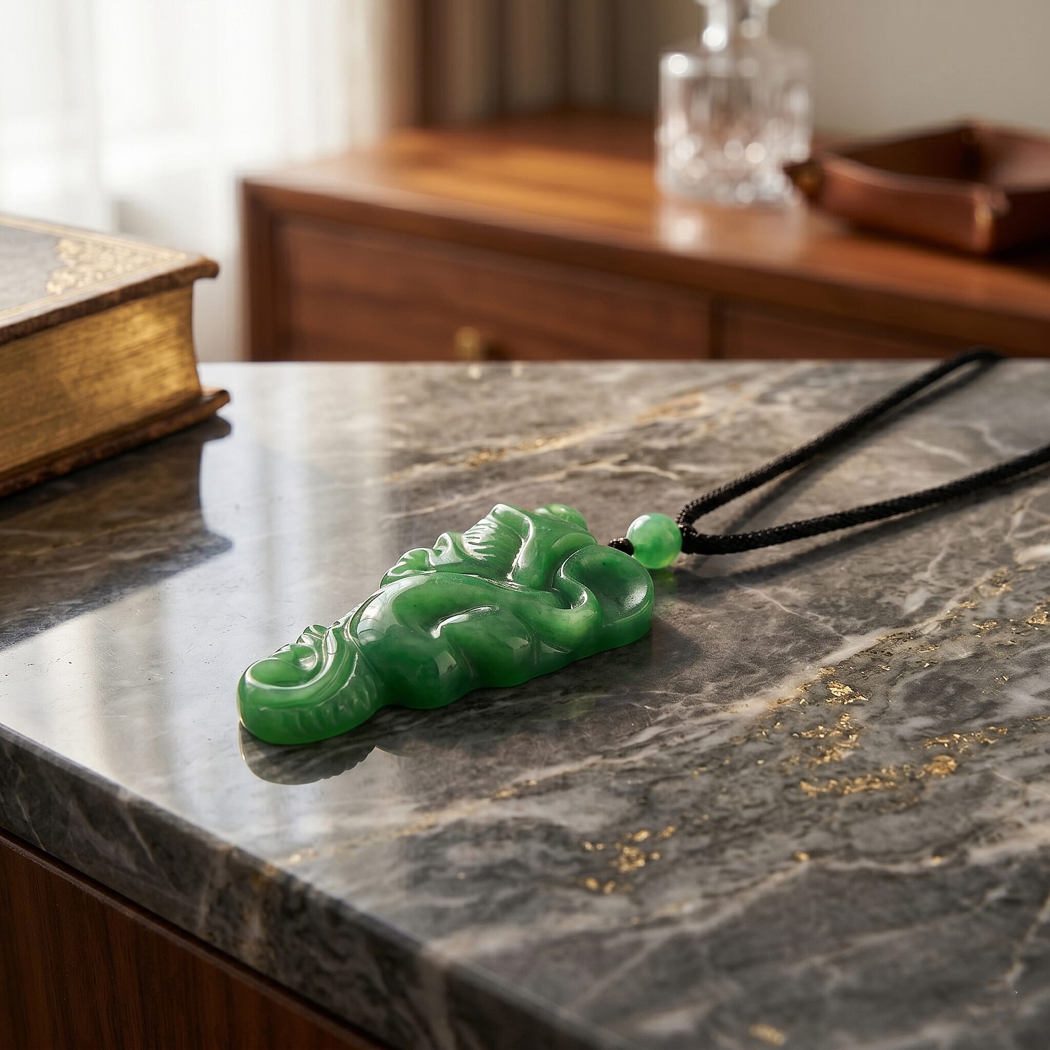 Green Jade Stone Necklace  145.000  Ct.