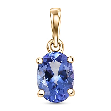 9K Yellow Gold AAA Tanzanite Solitaire Pendant