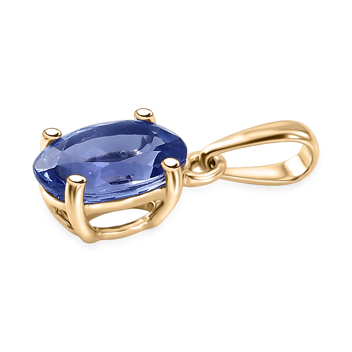 9K Yellow Gold AAA Tanzanite Solitaire Pendant
