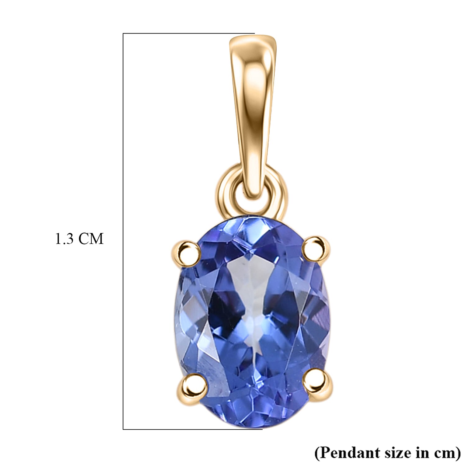 9K Yellow Gold AAA Tanzanite Solitaire Pendant