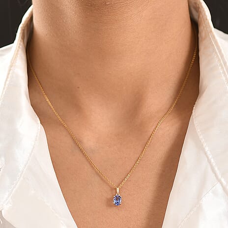 9K Yellow Gold Tanzanite Solitaire Pendant