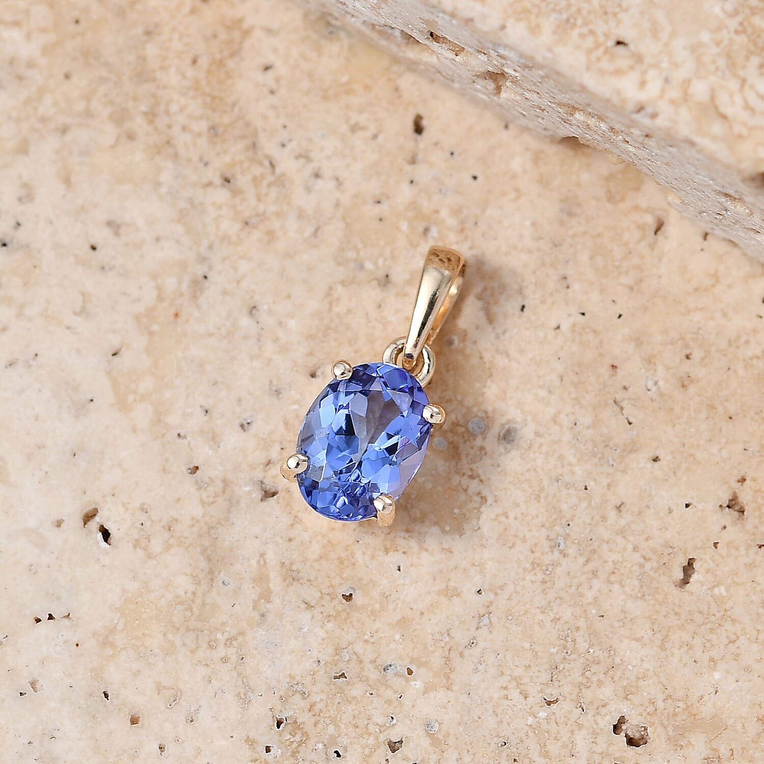 9K Yellow Gold Tanzanite Solitaire Pendant