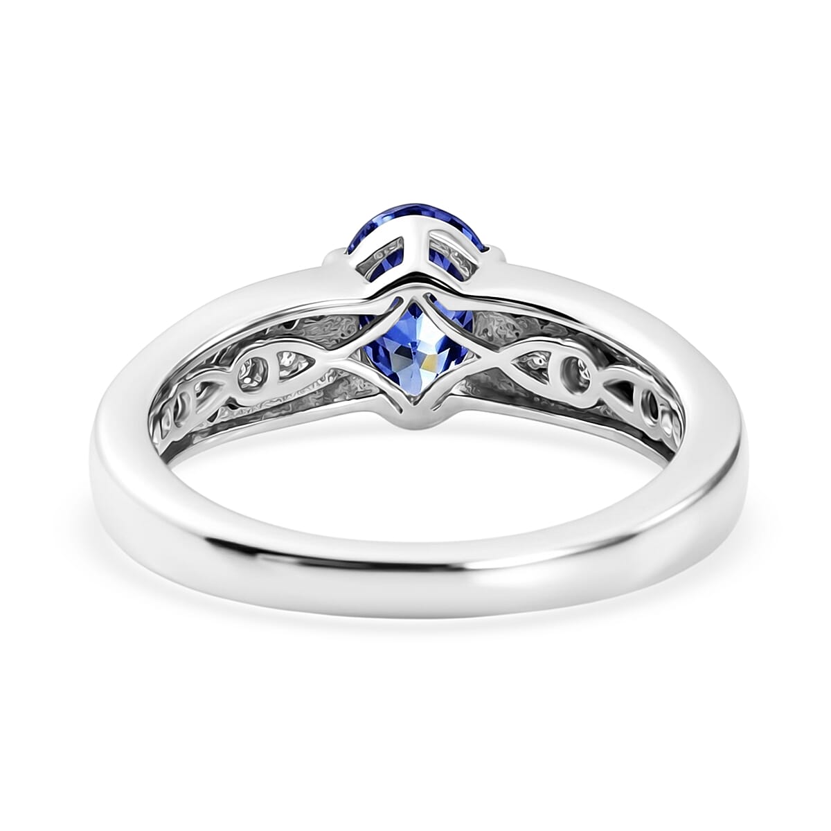 Luxuriant - Tanzanite & Lab Grown Diamond (SI-G-H) Solitaire Ring in Rhodium Overlay Sterling Silver 1.00 Ct.