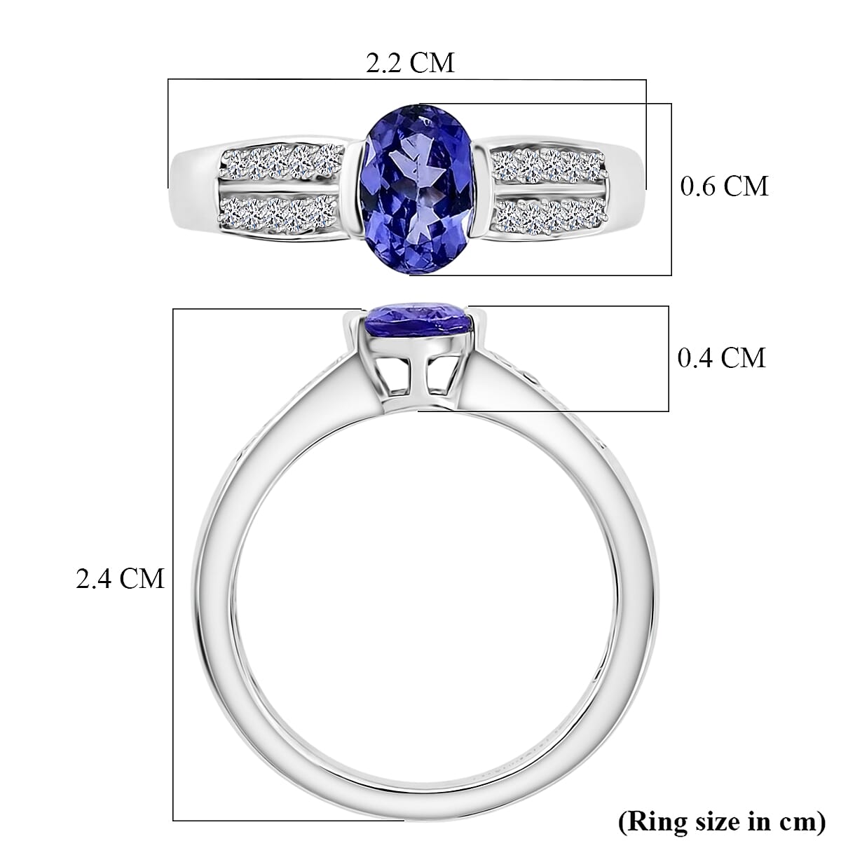 Luxuriant - Tanzanite & Lab Grown Diamond (SI-G-H) Solitaire Ring in Rhodium Overlay Sterling Silver 1.00 Ct.