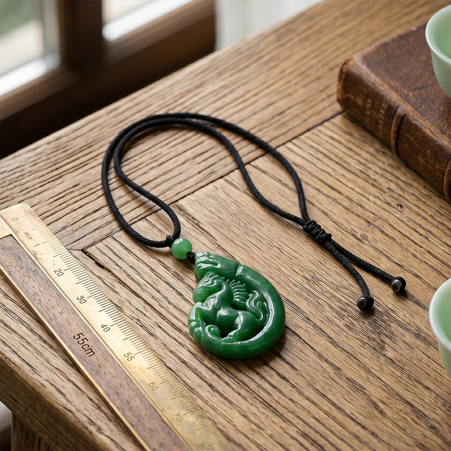 Green Jade Stone Necklace  70.000  Ct.