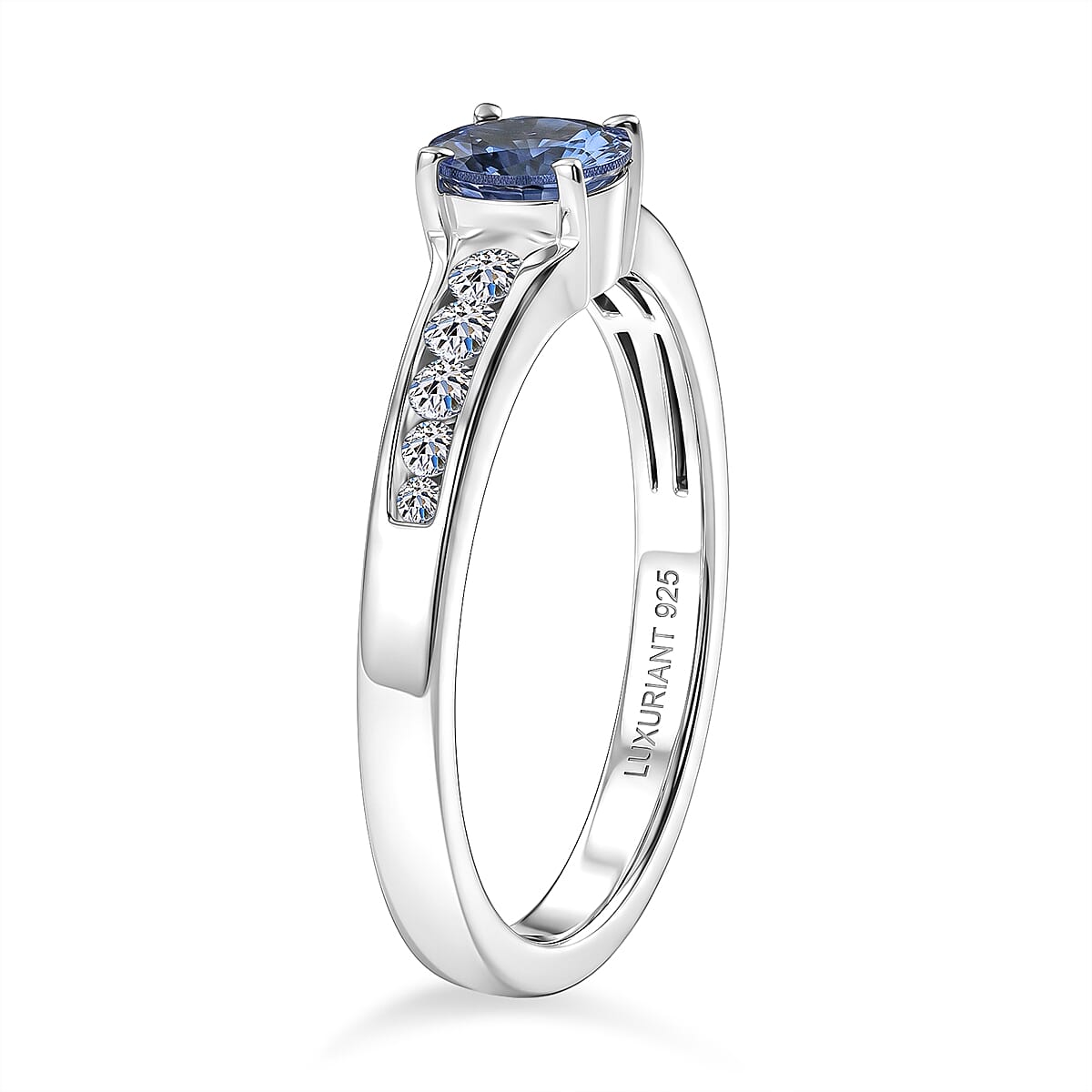 Luxuriant - Tanzanite & Lab Grown Diamond (SI-G-H) Ring in Rhodium Overlay Sterling Silver 0.70 Ct.