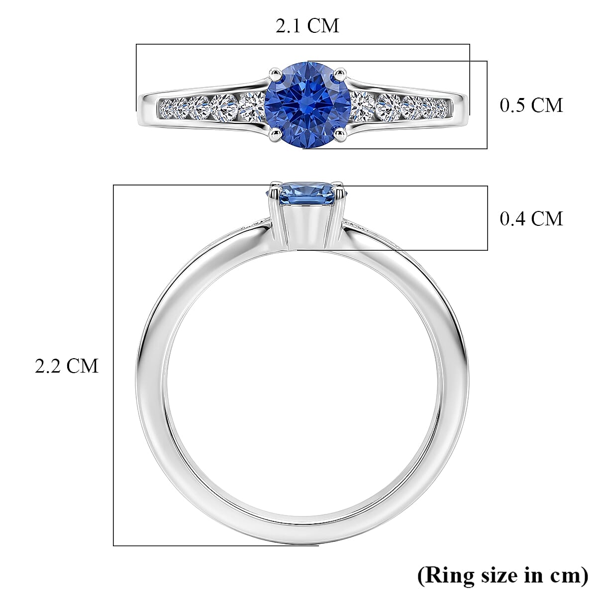 Luxuriant - Tanzanite & Lab Grown Diamond (SI-G-H) Ring in Rhodium Overlay Sterling Silver 0.70 Ct.
