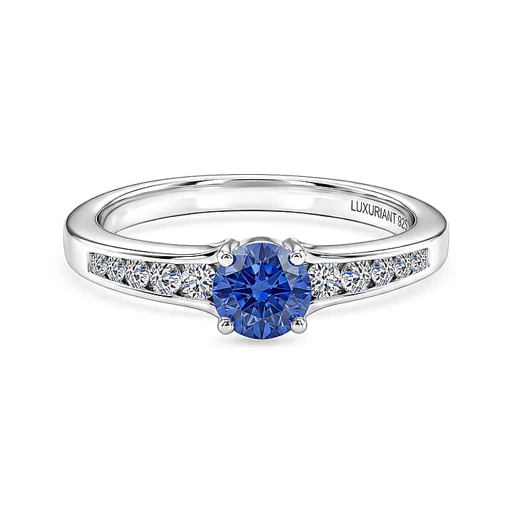 Luxuriant - Tanzanite & Lab Grown Diamond (SI-G-H) Ring in Rhodium Overlay Sterling Silver 0.70 Ct.