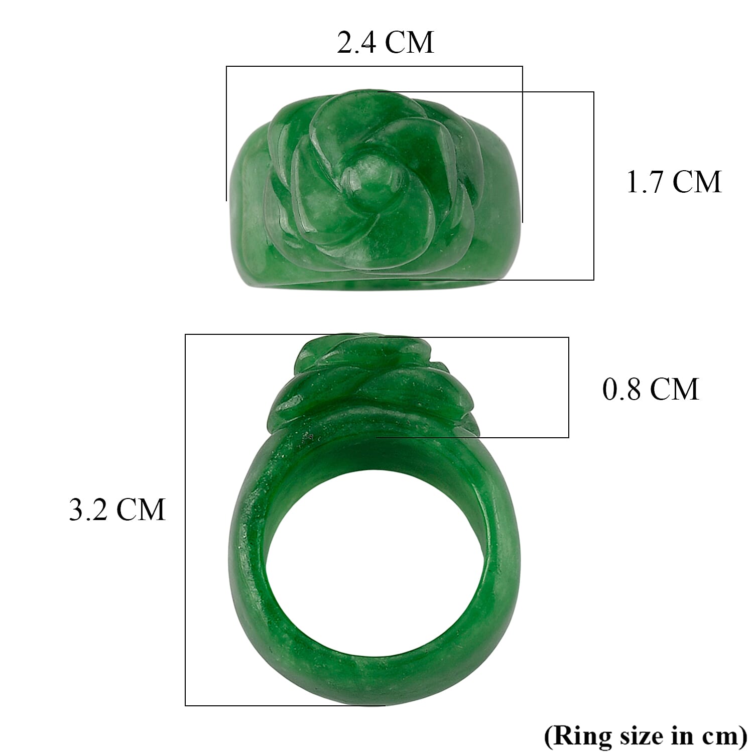 Green Jade Stone Ring  50.000  Ct.