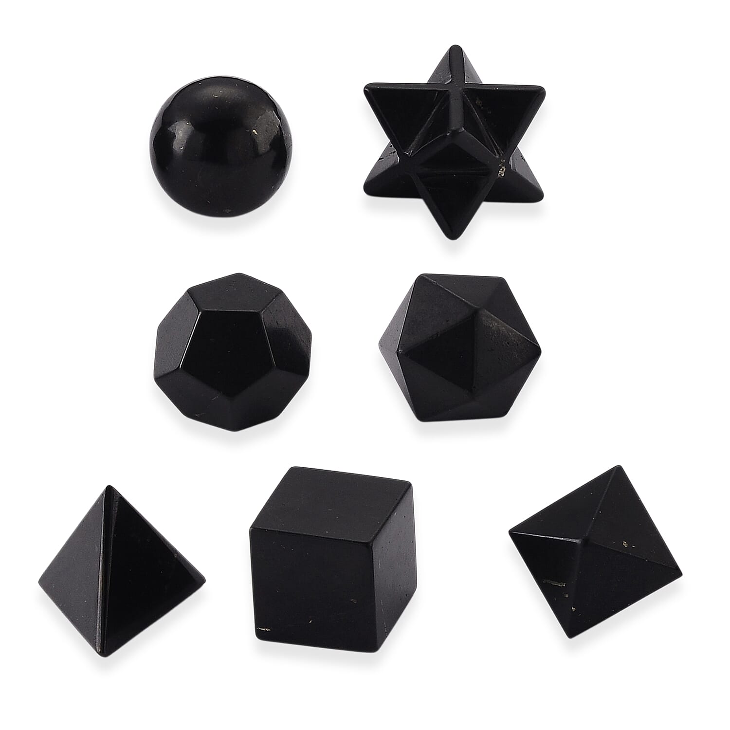 Shungite Platonic Solid Set (7-Piece) 450.00 Ct.