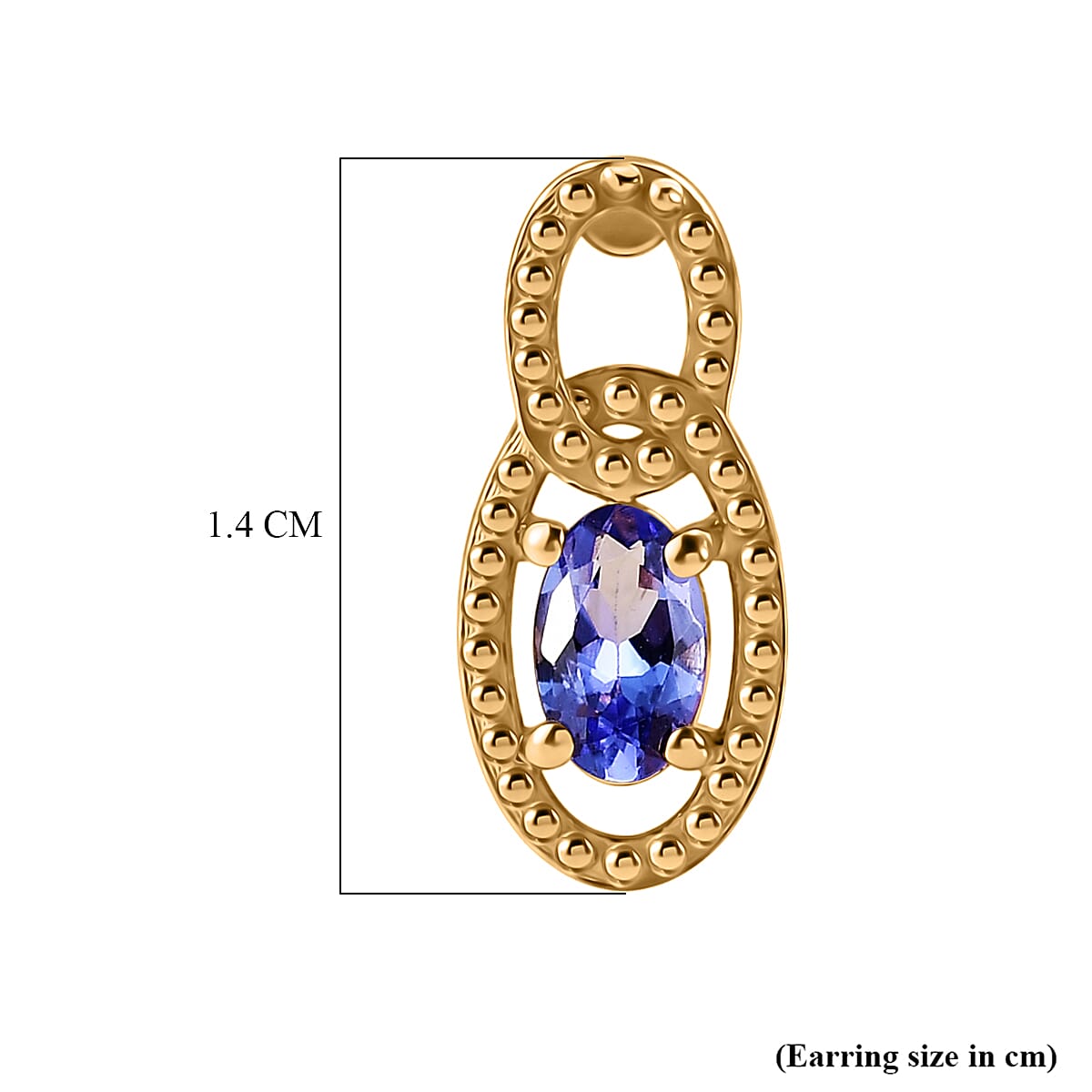 D'Joy - AAA Tanzanite Solitaire Stud Push Post Earring in Yellow Gold Plated Sterling Silver