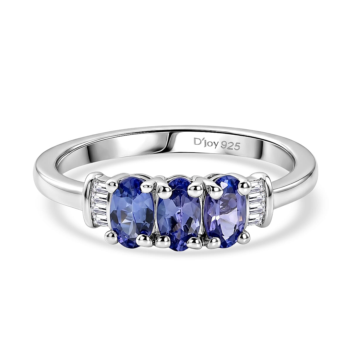 D'Joy - Tanzanite & White Diamond Ring in Rhodium Overlay Sterling Silver 0.83 Ct.