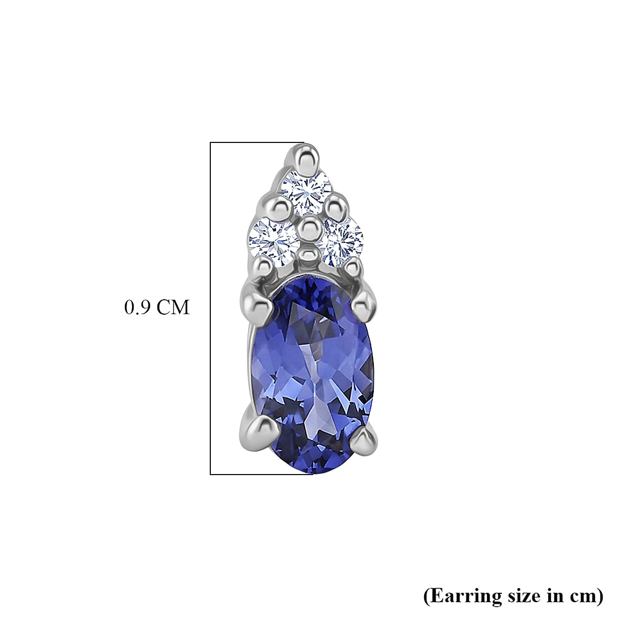 Luxuriant - AAA Tanzanite & Lab Grown Diamond (SI-G-H) Push Post Earring in Platinum Overlay Sterling Silver 0.58 Ct.
