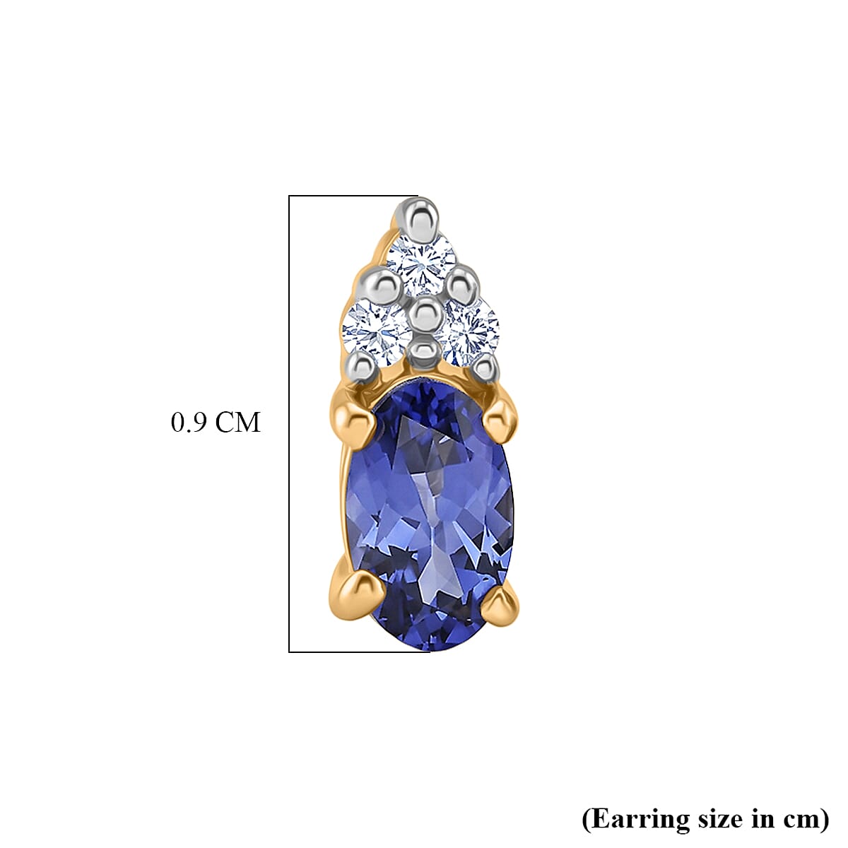 Luxuriant - AAA Tanzanite & Lab Grown Diamond (SI-G-H) Push Post Earring in 18K Vermeil Yellow Gold Plated Sterling Silver 0.58 Ct.