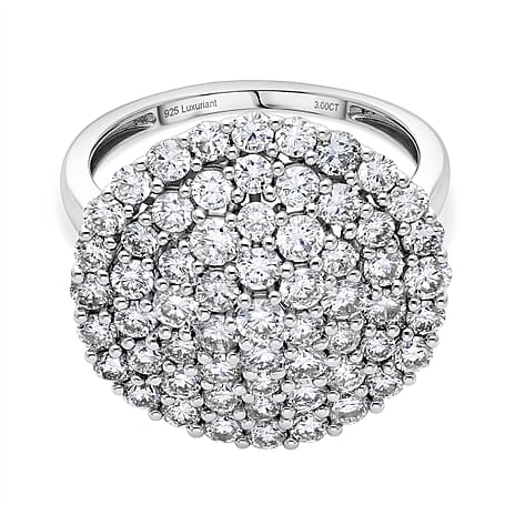 Luxuriant Lab Grown Diamond Fancy Ring in Platinum OverlaySterling Silver, Silver Wt.5 Gms  3.000  Ct.
