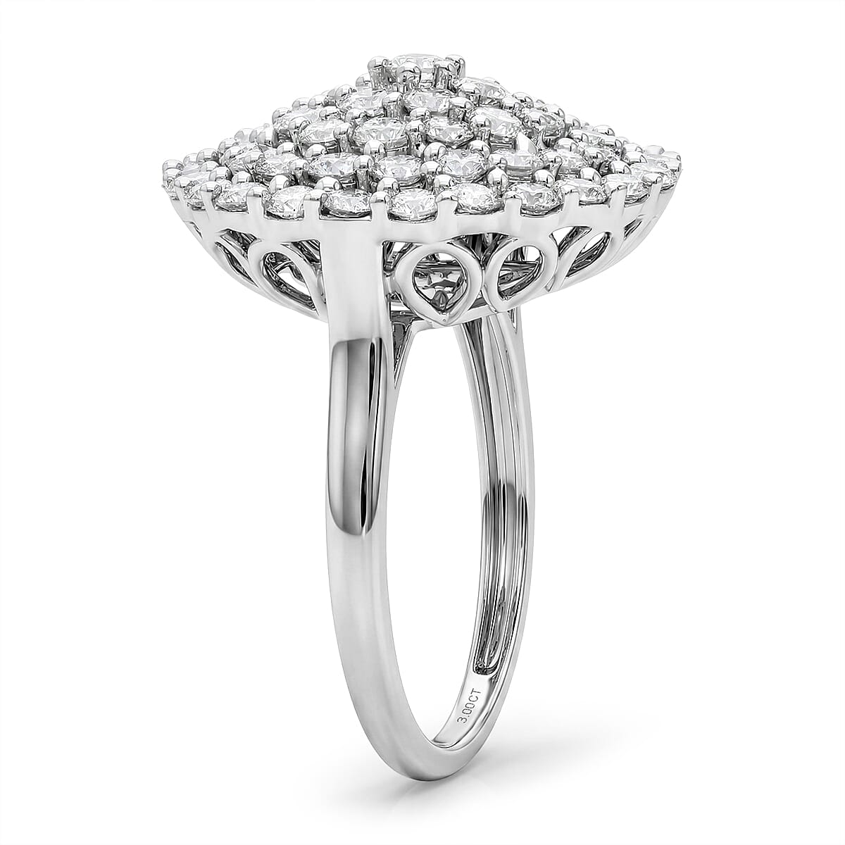 Luxuriant Lab Grown Diamond Fancy Ring in Platinum OverlaySterling Silver, Silver Wt.5 Gms  3.000  Ct.