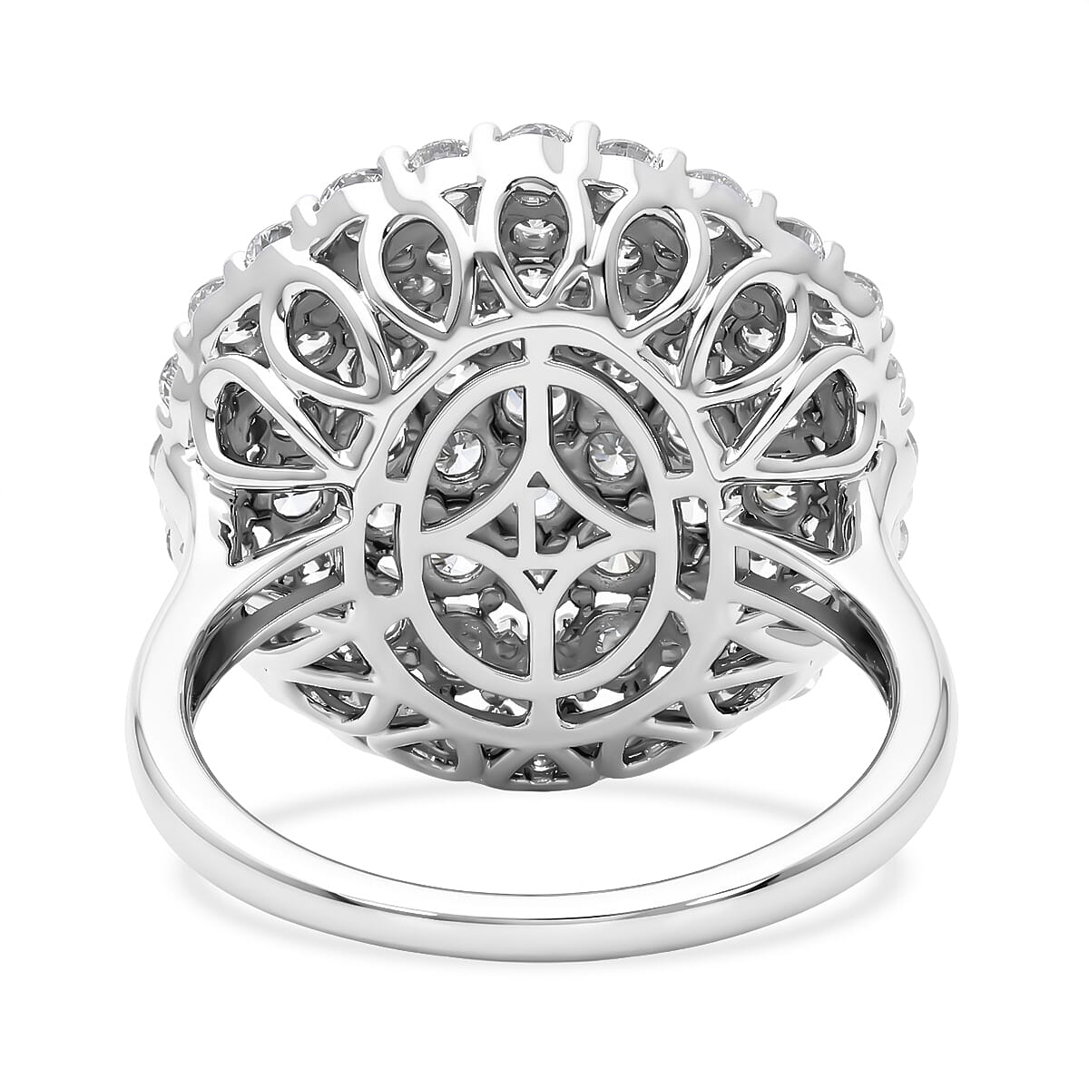 Luxuriant Lab Grown Diamond Fancy Ring in Platinum OverlaySterling Silver, Silver Wt.5 Gms  3.000  Ct.