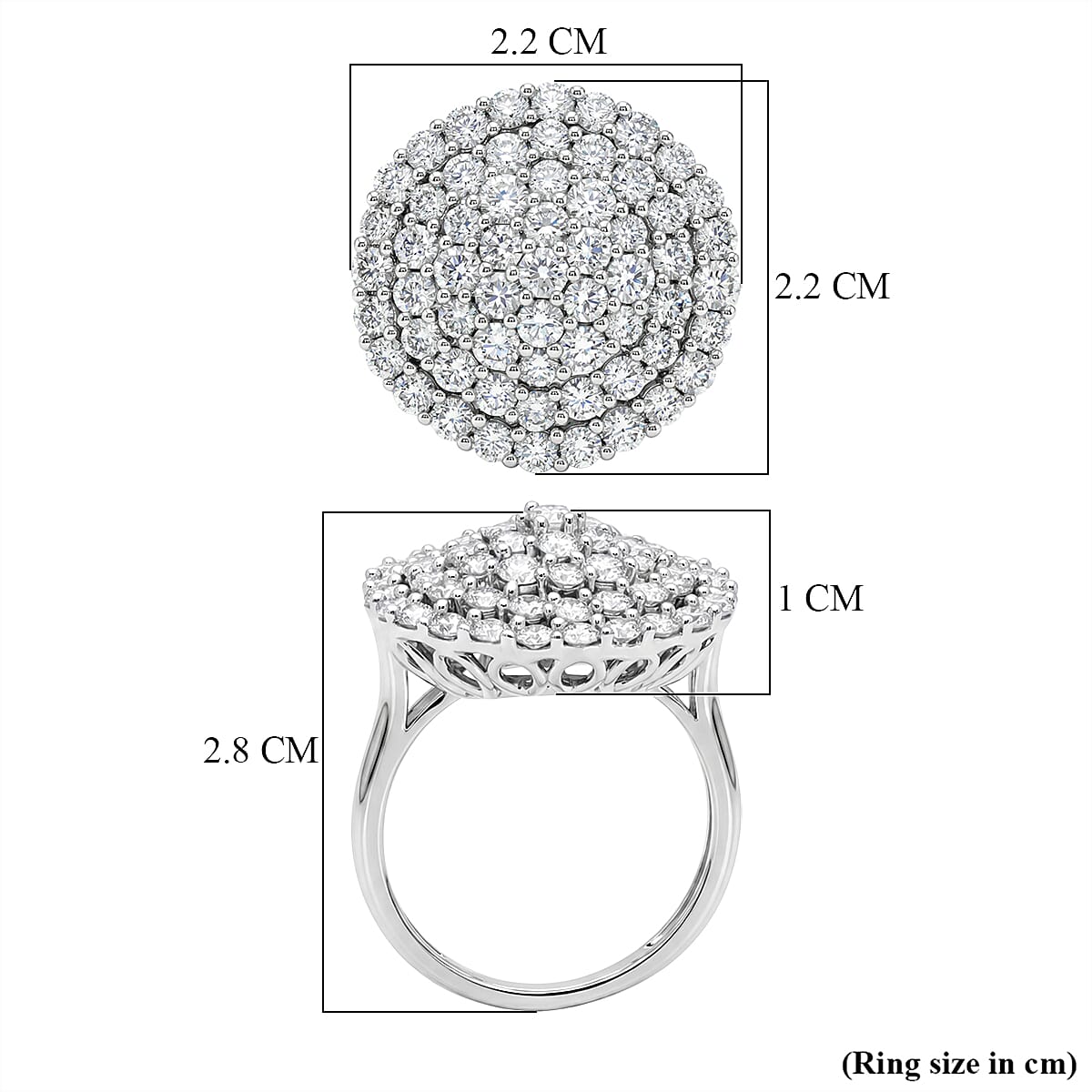 Luxuriant Lab Grown Diamond Fancy Ring in Platinum OverlaySterling Silver, Silver Wt.5 Gms  3.000  Ct.