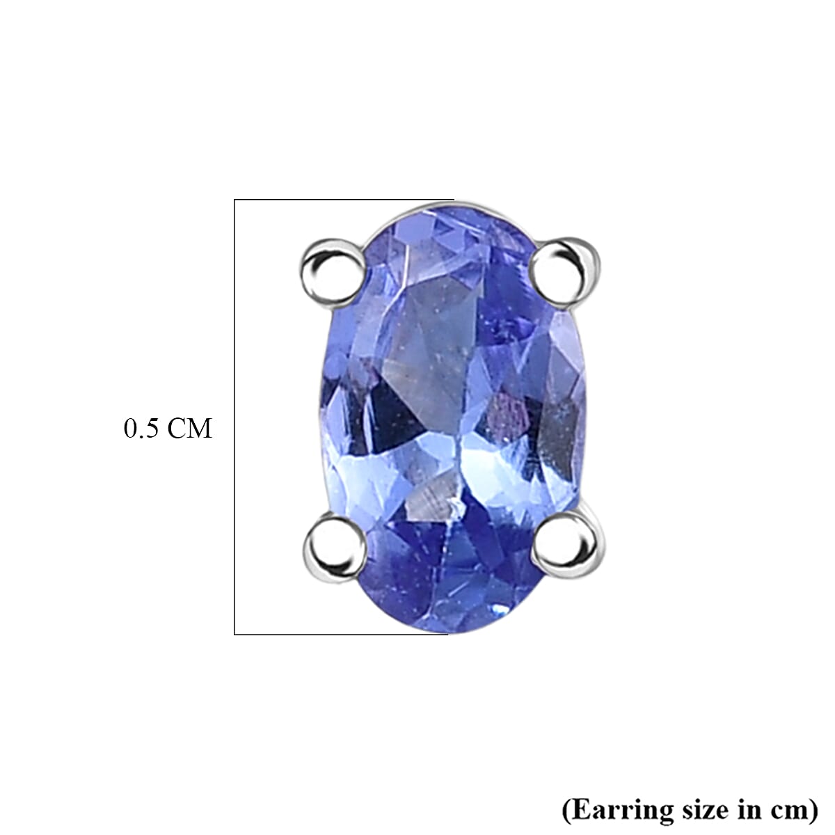 D'Joy - Tanzanite Solitaire Stud Push Post Earring in Platinum Overlay Sterling Silver