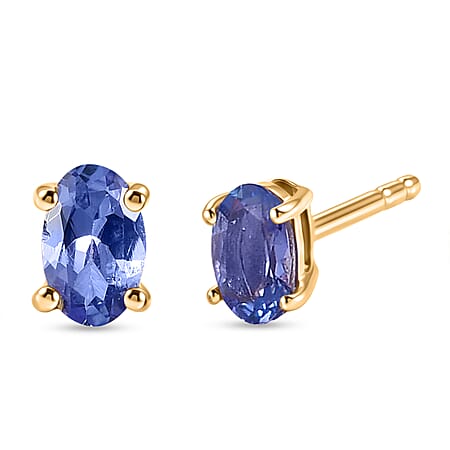 D'Joy - Tanzanite Solitaire Stud Push Post Earring in Yellow Gold Plated Sterling Silver D'Joy - Tanzanite Solitaire Stud Push Post Earring in Yellow Gold Plated Sterling Silver
