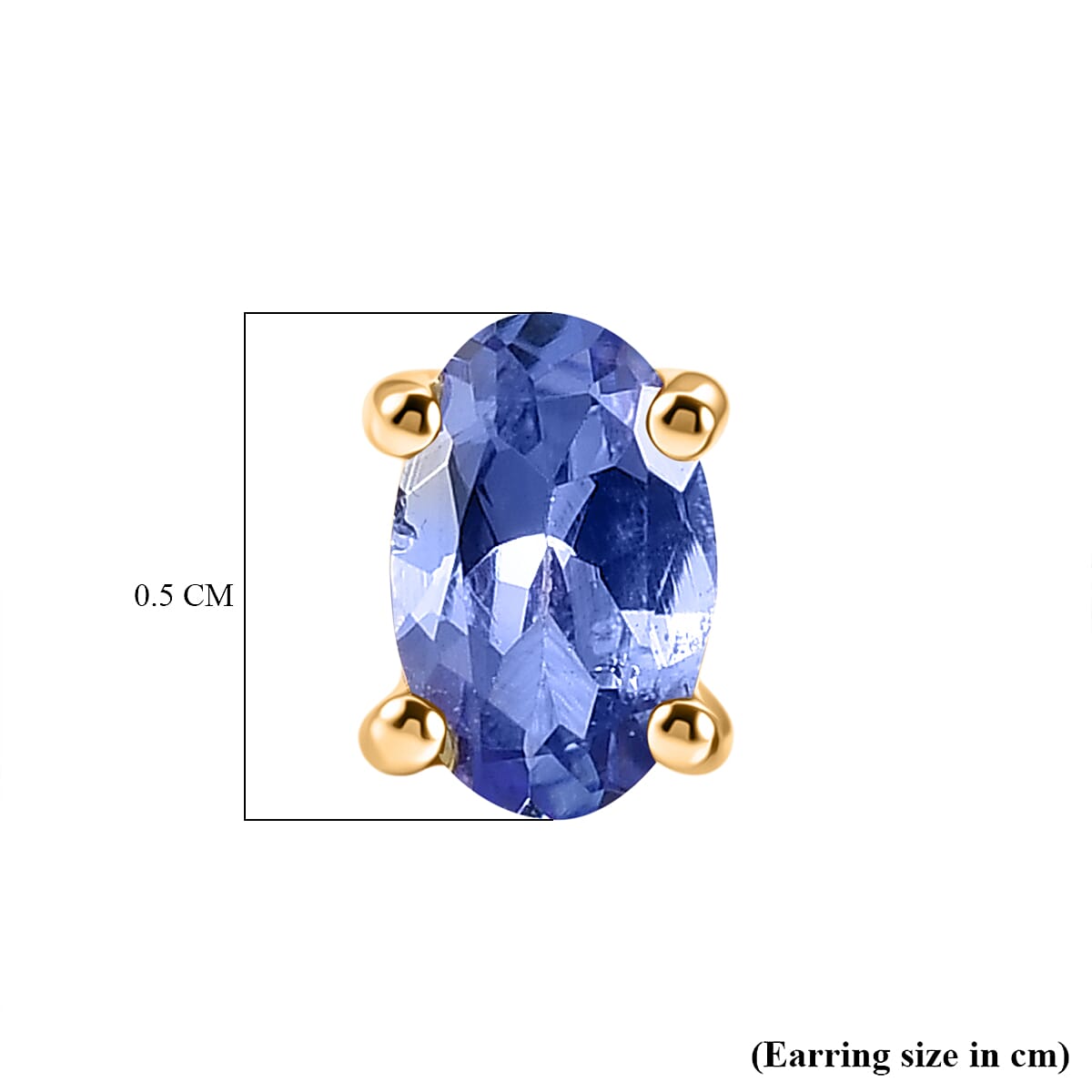 D'Joy - Tanzanite Solitaire Stud Push Post Earring in Yellow Gold Plated Sterling Silver
