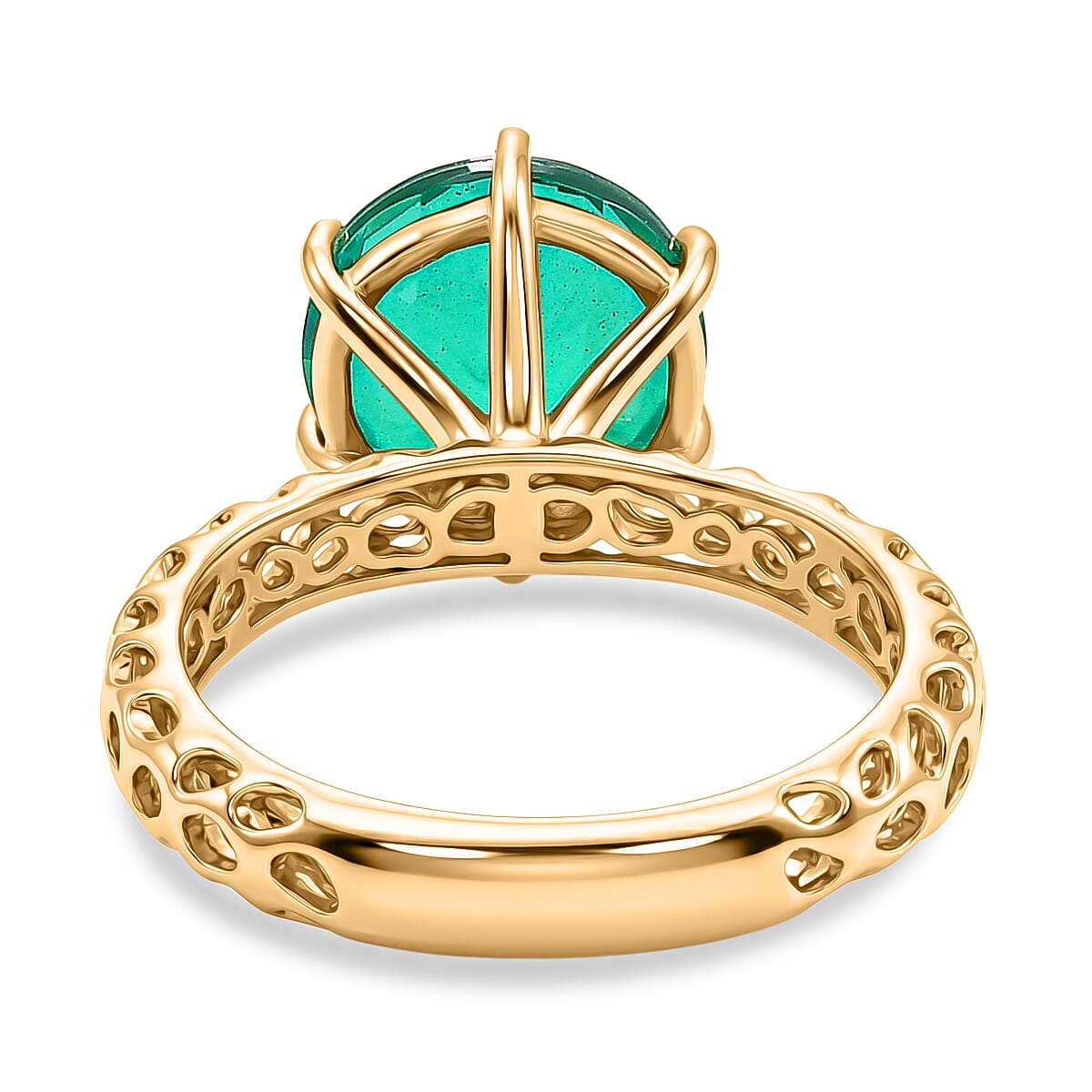 D'Joy - Peacock Triplet Quartz Solitaire Ring in Yellow Gold Plated Sterling Silver 4.00 Ct.