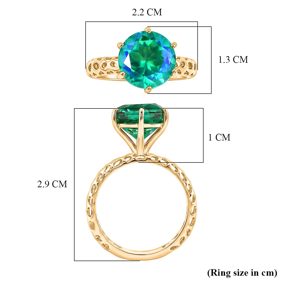 D'Joy - Peacock Triplet Quartz Solitaire Ring in Yellow Gold Plated Sterling Silver 4.00 Ct.