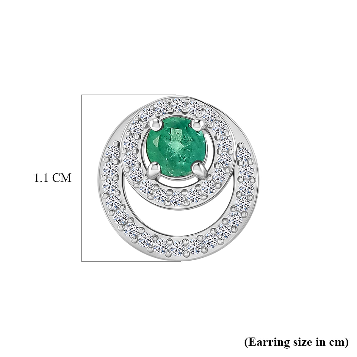Luxuriant - AAA Zambian Emerald & Lab Grown Diamond (SI-G-H) Earring with Push Post in Rhodium Overlay Sterling Silver 0.85 Ct.